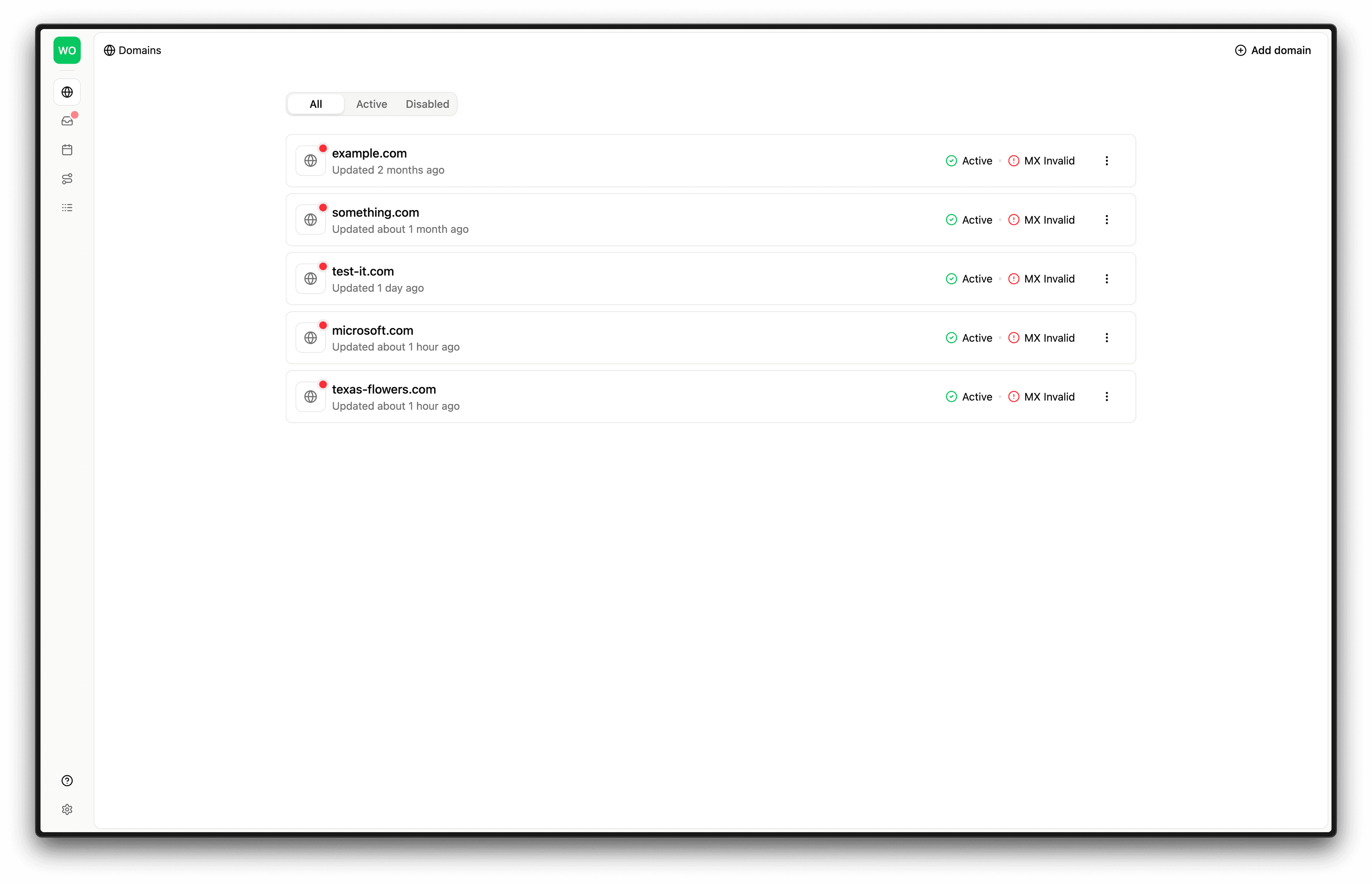 domains screen